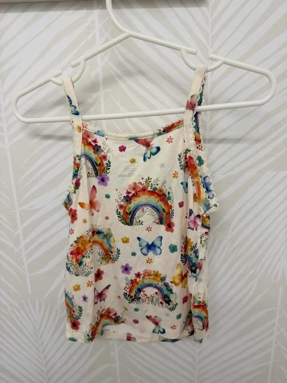 Posh Peanut Flutter Cami Tank Top Lucky Rainbow Butterflies Floral Cream XXS 2/3
